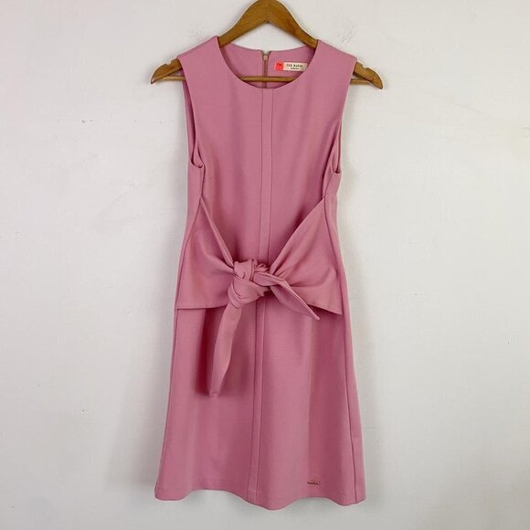 TED BAKER pink patron front tie mini sleeveless dress - Picture 1 of 8
